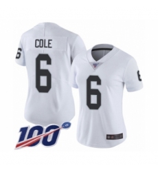 Women's Oakland Raiders #6 A.J. Cole White Vapor Untouchable Limited Player 100th Season Football Jersey