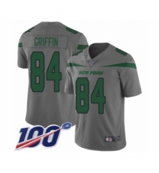 Men's New York Jets #84 Ryan Griffin Limited Gray Inverted Legend 100th Season Football Jersey