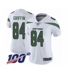Women's New York Jets #84 Ryan Griffin White Vapor Untouchable Limited Player 100th Season Football Jersey