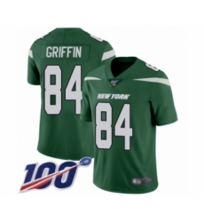 Youth New York Jets #84 Ryan Griffin Green Team Color Vapor Untouchable Limited Player 100th Season Football Jersey