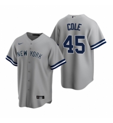 Men's Nike New York Yankees #45 Gerrit Cole Gray Road Stitched Baseball Jersey