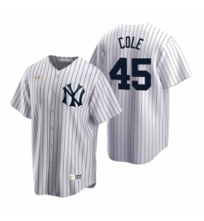 Men's Nike New York Yankees #45 Gerrit Cole White Cooperstown Collection Home Stitched Baseball Jersey