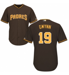 Men's Majestic San Diego Padres #19 Tony Gwynn Replica Brown Alternate Cool Base MLB Jersey