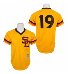 Men's Mitchell and Ness 1982 San Diego Padres #19 Tony Gwynn Replica Gold Throwback MLB Jersey