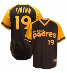 Men's Mitchell and Ness San Diego Padres #19 Tony Gwynn Authentic Brown Throwback MLB Jersey