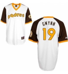 Men's Mitchell and Ness San Diego Padres #19 Tony Gwynn Replica White Throwback MLB Jersey