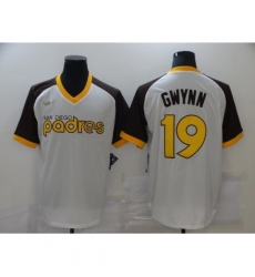 Men's Ness San Diego Padres #19 Tony Gwynn Nike Replica White Throwback MLB Jersey