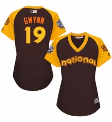 Women's Majestic San Diego Padres #19 Tony Gwynn Authentic Brown 2016 All-Star National League BP Cool Base Cool Base MLB Jersey