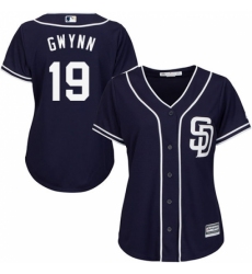 Women's Majestic San Diego Padres #19 Tony Gwynn Authentic Navy Blue Alternate 1 Cool Base MLB Jersey