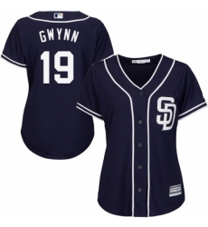 Women's Majestic San Diego Padres #19 Tony Gwynn Replica Navy Blue Alternate 1 Cool Base MLB Jersey