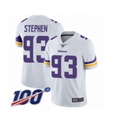 Men's Minnesota Vikings #93 Shamar Stephen White Vapor Untouchable Limited Player 100th Season Football Jersey