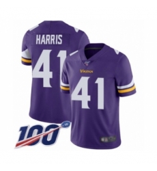Men's Minnesota Vikings #41 Anthony Harris Purple Team Color Vapor Untouchable Limited Player 100th Season Football Jersey