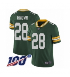 Men's Green Bay Packers #28 Tony Brown Green Team Color Vapor Untouchable Limited Player 100th Season Football Jersey