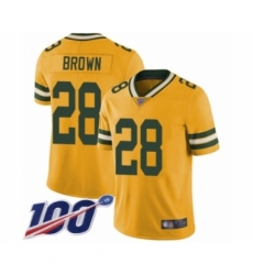Men's Green Bay Packers #28 Tony Brown Limited Gold Rush Vapor Untouchable 100th Season Football Jersey