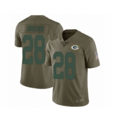 Men's Green Bay Packers #28 Tony Brown Limited Olive 2017 Salute to Service Football Jersey