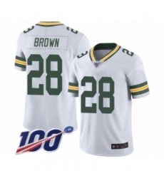 Men's Green Bay Packers #28 Tony Brown White Vapor Untouchable Limited Player 100th Season Football Jersey