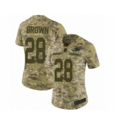 Women's Green Bay Packers #28 Tony Brown Limited Camo 2018 Salute to Service Football Jersey
