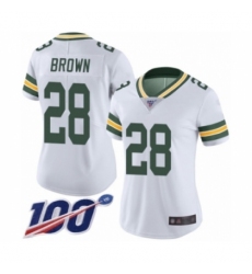 Women's Green Bay Packers #28 Tony Brown White Vapor Untouchable Limited Player 100th Season Football Jersey