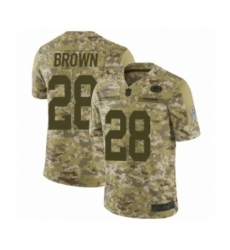 Youth Green Bay Packers #28 Tony Brown Limited Camo 2018 Salute to Service Football Jersey