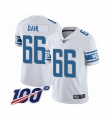 Men's Detroit Lions #66 Joe Dahl White Vapor Untouchable Limited Player 100th Season Football Jersey