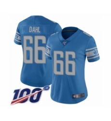 Women's Detroit Lions #66 Joe Dahl Blue Team Color Vapor Untouchable Limited Player 100th Season Football Jersey