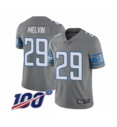 Men's Detroit Lions #29 Rashaan Melvin Limited Steel Rush Vapor Untouchable 100th Season Football Jersey