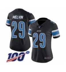Women's Detroit Lions #29 Rashaan Melvin Limited Black Rush Vapor Untouchable 100th Season Football Jersey