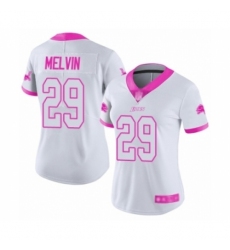 Women's Detroit Lions #29 Rashaan Melvin Limited White Pink Rush Fashion Football Jersey