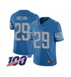 Youth Detroit Lions #29 Rashaan Melvin Blue Team Color Vapor Untouchable Limited Player 100th Season Football Jersey