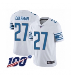 Youth Detroit Lions #27 Justin Coleman White Vapor Untouchable Limited Player 100th Season Football Jersey