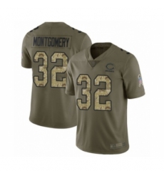 Men's Chicago Bears #32 David Montgomery Limited Olive Camo 2017 Salute to Service Football Jersey
