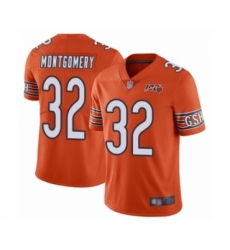 Men's Chicago Bears #32 David Montgomery Orange Alternate 100th Season Limited Football Jersey