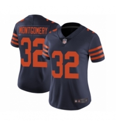 Women's Chicago Bears #32 David Montgomery Limited Navy Blue Rush Vapor Untouchable Football Jersey