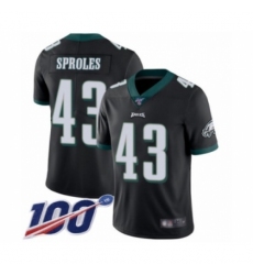 Youth Philadelphia Eagles #43 Darren Sproles Black Alternate Vapor Untouchable Limited Player 100th Season Football Jersey