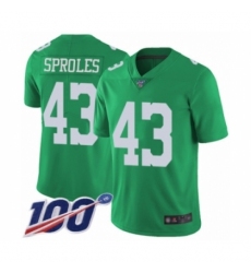 Youth Philadelphia Eagles #43 Darren Sproles Limited Green Rush Vapor Untouchable 100th Season Football Jersey