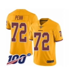 Men's Washington Redskins #72 Donald Penn Limited Gold Rush Vapor Untouchable 100th Season Football Jersey