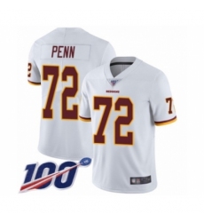 Men's Washington Redskins #72 Donald Penn White Vapor Untouchable Limited Player 100th Season Football Jersey