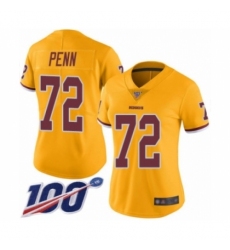 Women's Washington Redskins #72 Donald Penn Limited Gold Rush Vapor Untouchable 100th Season Football Jersey