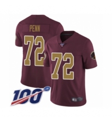 Youth Washington Redskins #72 Donald Penn Burgundy Red Gold Number Alternate 80TH Anniversary Vapor Untouchable Limited Player 100th Season Football Jersey