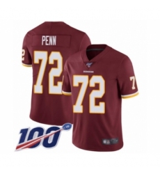 Youth Washington Redskins #72 Donald Penn Burgundy Red Team Color Vapor Untouchable Limited Player 100th Season Football Jersey
