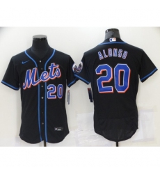 Men's Nike New York Mets #20 Pete Alonso Black Elite Jersey