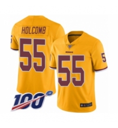 Men's Washington Redskins #55 Cole Holcomb Limited Gold Rush Vapor Untouchable 100th Season Football Jersey
