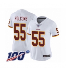 Women's Washington Redskins #55 Cole Holcomb White Vapor Untouchable Limited Player 100th Season Football Jersey