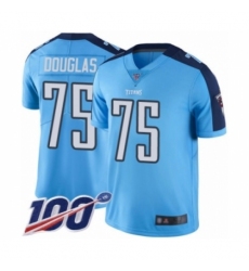 Men's Tennessee Titans #75 Jamil Douglas Limited Light Blue Rush Vapor Untouchable 100th Season Football Jersey