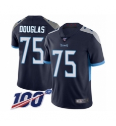 Men's Tennessee Titans #75 Jamil Douglas Navy Blue Team Color Vapor Untouchable Limited Player 100th Season Football Jersey