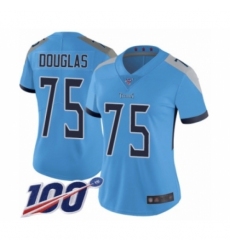 Women's Tennessee Titans #75 Jamil Douglas Light Blue Alternate Vapor Untouchable Limited Player 100th Season Football Jersey