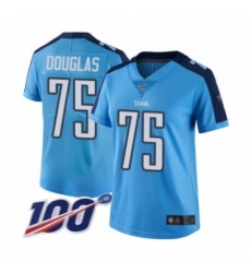 Women's Tennessee Titans #75 Jamil Douglas Limited Light Blue Rush Vapor Untouchable 100th Season Football Jersey