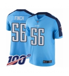 Men's Tennessee Titans #56 Sharif Finch Limited Light Blue Rush Vapor Untouchable 100th Season Football Jersey