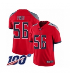 Men's Tennessee Titans #56 Sharif Finch Limited Red Inverted Legend 100th Season Football Jersey