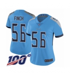 Women's Tennessee Titans #56 Sharif Finch Light Blue Alternate Vapor Untouchable Limited Player 100th Season Football Jersey